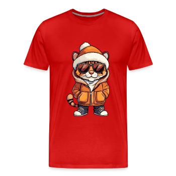 Tigre d’hiver - T-shirt bio Premium Homme - rouge - Devant - Damien (186cm)