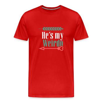 er ist mein verrückter paare - Männer Premium Bio T-Shirt - Rot - Vorne - Damien (186cm)