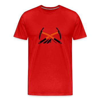 Escalade, corde, les noeuds, la montagne, la - T-shirt bio Premium Homme - rouge - Devant - Damien (186cm)