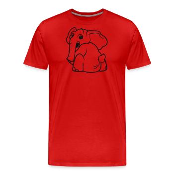 Elefant dreht sich um - überrascht, erschrocken - Männer Premium Bio T-Shirt - Rot - Vorne - Damien (186cm)