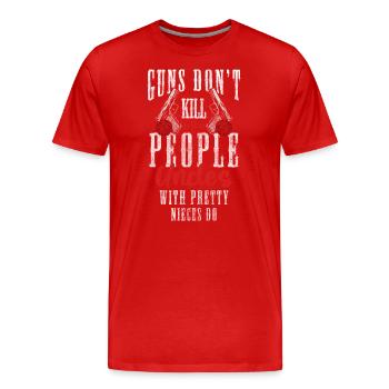 Waffe Schuss - Männer Premium Bio T-Shirt - Rot - Vorne - Damien (186cm)