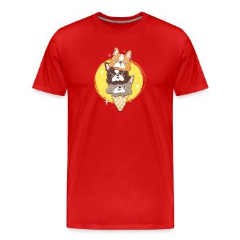 Boule de glace bouledogue français - Frenchie Summer - T-shirt bio Premium Homme - rouge - Devant - Damien (186cm)