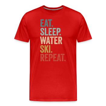 Funny Eat Sleep Water Ski Repeat Water Ski - Men's Premium Organic T-Shirt - red - Front - Damien (186cm)