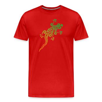 LÉZARD POLYNÉSIEN - collection tribale - T-shirt bio Premium Homme - rouge - Devant - Damien (186cm)