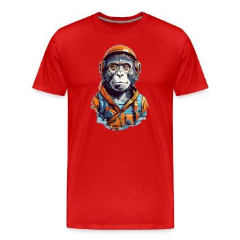 Intelligenter Schimpanse - Ingenieur und Mechanike - Männer Premium Bio T-Shirt - Rot - Vorne - Damien (186cm)