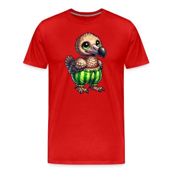 Whimsical dodo with watermelon funny fruity - Men's Premium Organic T-Shirt - red - Front - Damien (186cm)