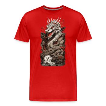 Dragon chinois dans le paysage d’art Ukiyo-e - T-shirt bio Premium Homme - rouge - Devant - Damien (186cm)