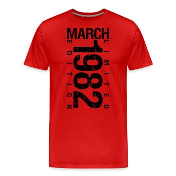Anniversaire Mars 1982 Mars né en Mars - T-shirt bio Premium Homme - rouge - Devant - Damien (186cm)