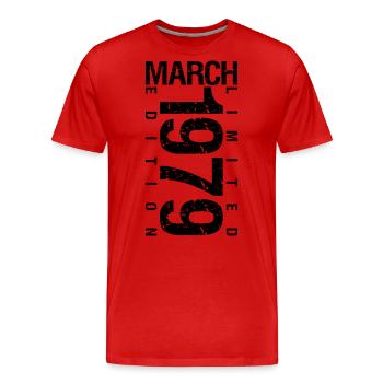 Anniversaire Mars 1979 Mars né en Mars - T-shirt bio Premium Homme - rouge - Devant - Damien (186cm)