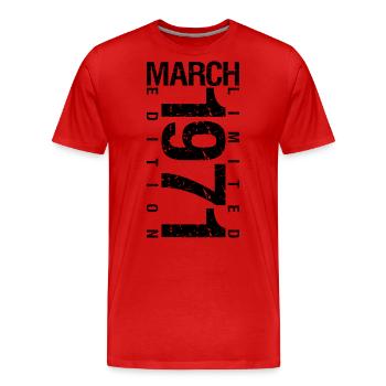 Anniversaire Mars 1971 Mars né en Mars - T-shirt bio Premium Homme - rouge - Devant - Damien (186cm)