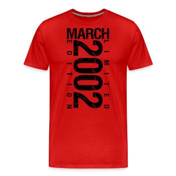 Anniversaire Mars 2002 Mars né en Mars - T-shirt bio Premium Homme - rouge - Devant - Damien (186cm)