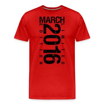 Anniversaire Mars 2016 Mars né en Mars - T-shirt bio Premium Homme - rouge - Devant - Damien (186cm)
