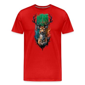Conception de cerf mystique : Inspiration de la forêt enchantée - T-shirt bio Premium Homme - rouge - Devant - Damien (186cm)