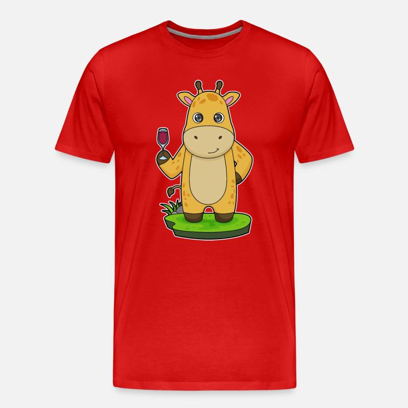 Giraffe Glas Rotwein - Männer Premium Bio T-Shirt - Rot