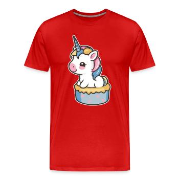 Einhorn Torte - Männer Premium Bio T-Shirt - Rot - Vorne - Damien (186cm)