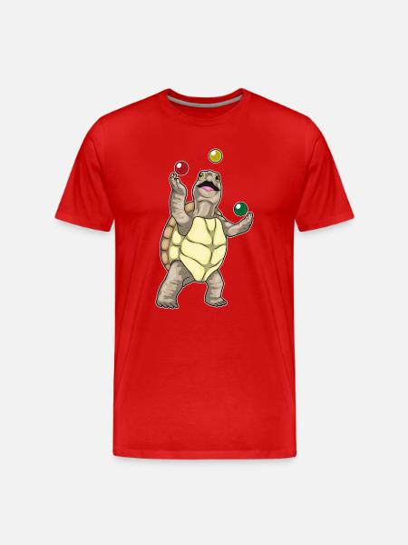 Turtle juggler juggling - Men's Premium Organic T-Shirt - red