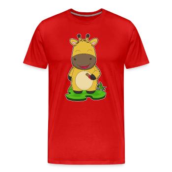 Giraffe Schokoriegel - Männer Premium Bio T-Shirt - Rot - Vorne - Damien (186cm)
