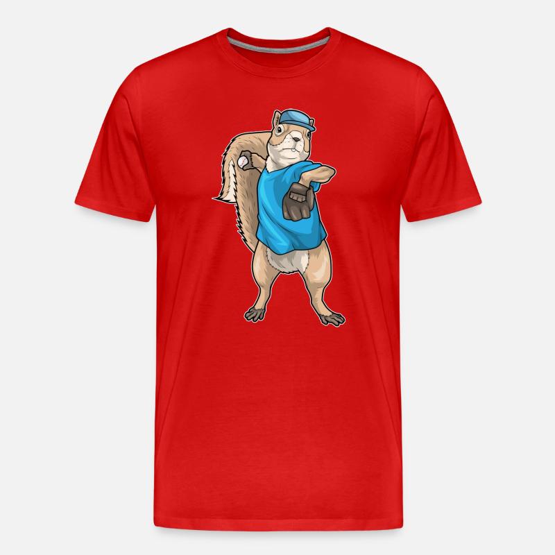 Eichhörnchen Baseball Baseballhandschuh - Männer Premium Bio T-Shirt - Rot