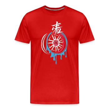 Jante JDM fondante avec kanji – style d’accord - T-shirt bio Premium Homme - rouge - Devant - Damien (186cm)