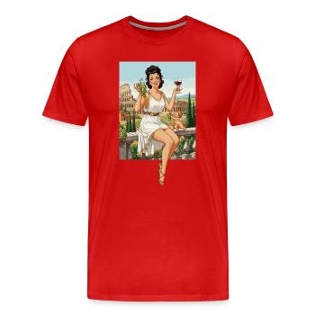 Pin Up Italy Rome Wine and Grapes - Men's Premium Organic T-Shirt - red - Front - Damien (186cm)