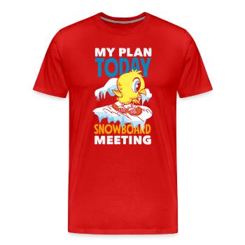 Snowboarding Snowboard Meeting Chairlift - Men's Premium Organic T-Shirt - red - Front - Damien (186cm)