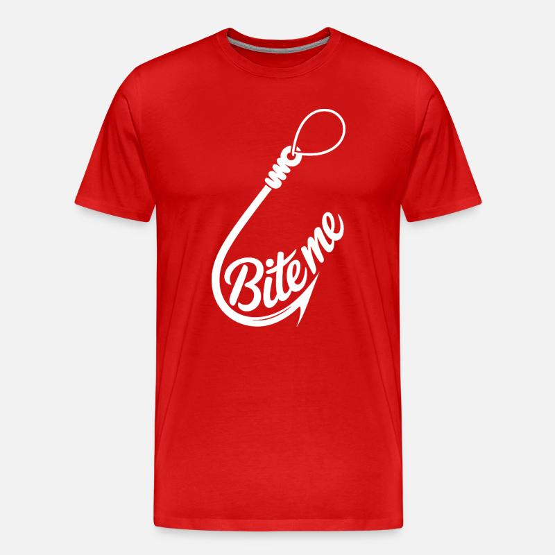 Bite Me Hook Grafik-Tee - Männer Premium Bio T-Shirt - Rot
