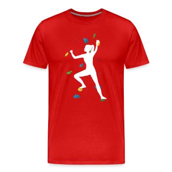 Climbing Wall Woman White – Climbing Spirit - Men's Premium Organic T-Shirt - red - Front - Damien (186cm)