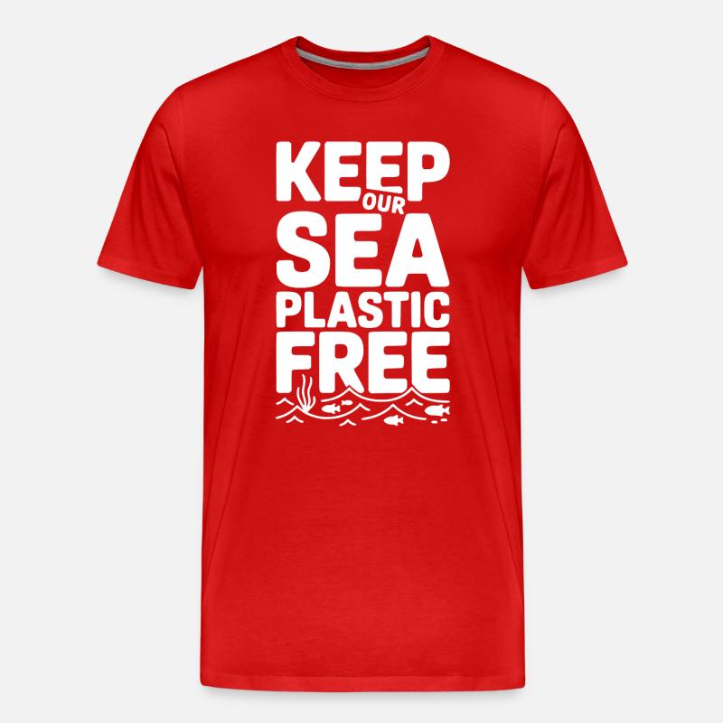 Halten Sie unser Meer plastikfrei - Männer Premium Bio T-Shirt - Rot