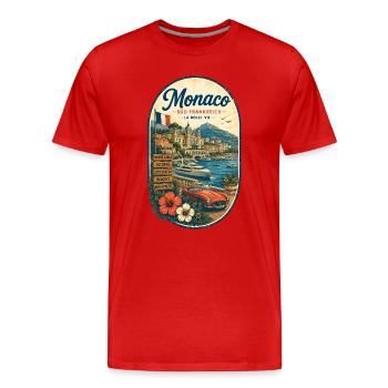 Monaco Retro Küstenreise - Männer Premium Bio T-Shirt - Rot - Vorne - Damien (186cm)