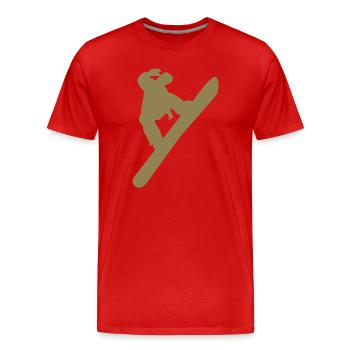 Minimalistischer Snowboarder Wintersport - Männer Premium Bio T-Shirt - Rot - Vorne - Damien (186cm)