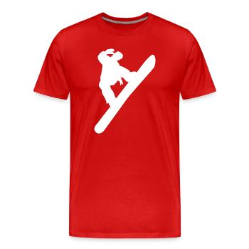 Minimalistischer Snowboarder Wintersport - Männer Premium Bio T-Shirt - Rot - Vorne - Damien (186cm)