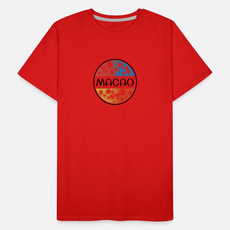 Macao Palm Tree Souvenir de vacances élégant T-shirt bio Premium Homme