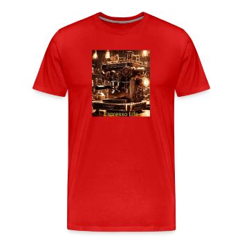 Espresso Life - Men's Premium Organic T-Shirt - red - Front - Damien (186cm)