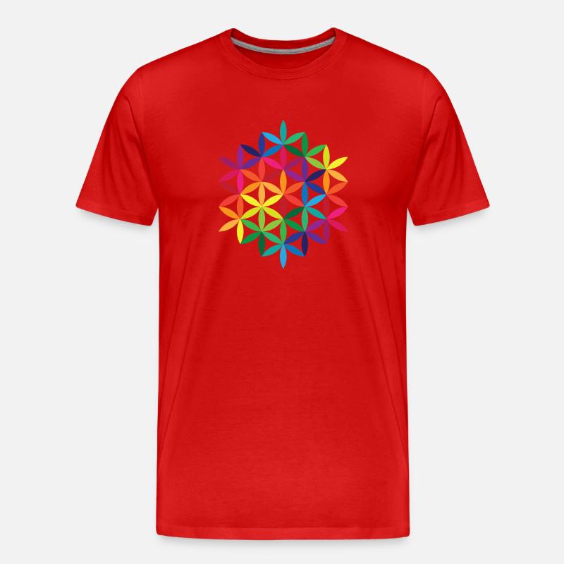 Regenbogenblume des Lebens 2 - Männer Premium Bio T-Shirt - Rot