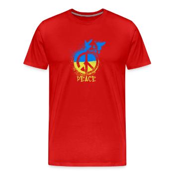 paix, ukraine, paix, drapeau, paix, sourd - T-shirt bio Premium Homme - rouge - Devant - Damien (186cm)