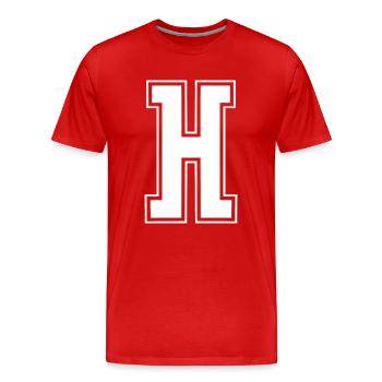 Varsity Letter H College Look - Men's Premium Organic T-Shirt - red - Front - Damien (186cm)