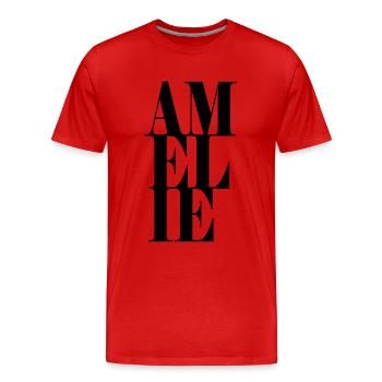 Amélie Nom Prénom Police moderne Mot Art - T-shirt bio Premium Homme - rouge - Devant - Damien (186cm)