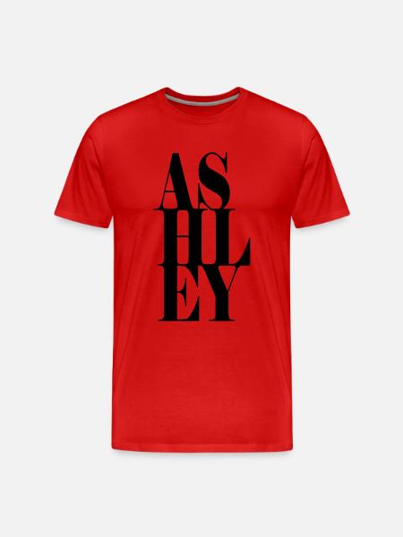 Ashley Efternavn Fornavn Moderne skrifttype Word Art - Herre Premium T-shirt økologisk - rød