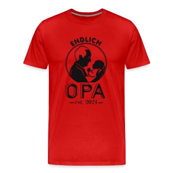 Endlich Opa - Männer Premium Bio T-Shirt - Rot - Vorne - Damien (186cm)