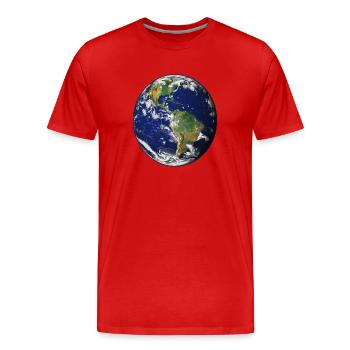Planet Erde - Männer Premium Bio T-Shirt - Rot - Vorne - Damien (186cm)