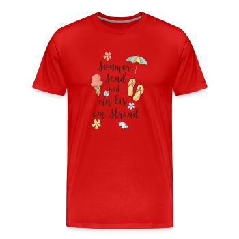 Strand - Männer Premium Bio T-Shirt - Rot - Vorne - Damien (186cm)