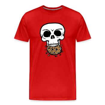 schaedel tot tod sterben kopf knochen skelett tote - Männer Premium Bio T-Shirt - Rot - Vorne - Damien (186cm)