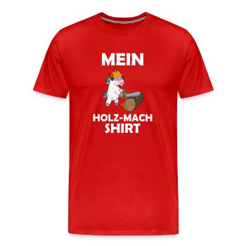 Sägen Motorsäge das Holz machen - Männer Premium Bio T-Shirt - Rot - Vorne - Damien (186cm)