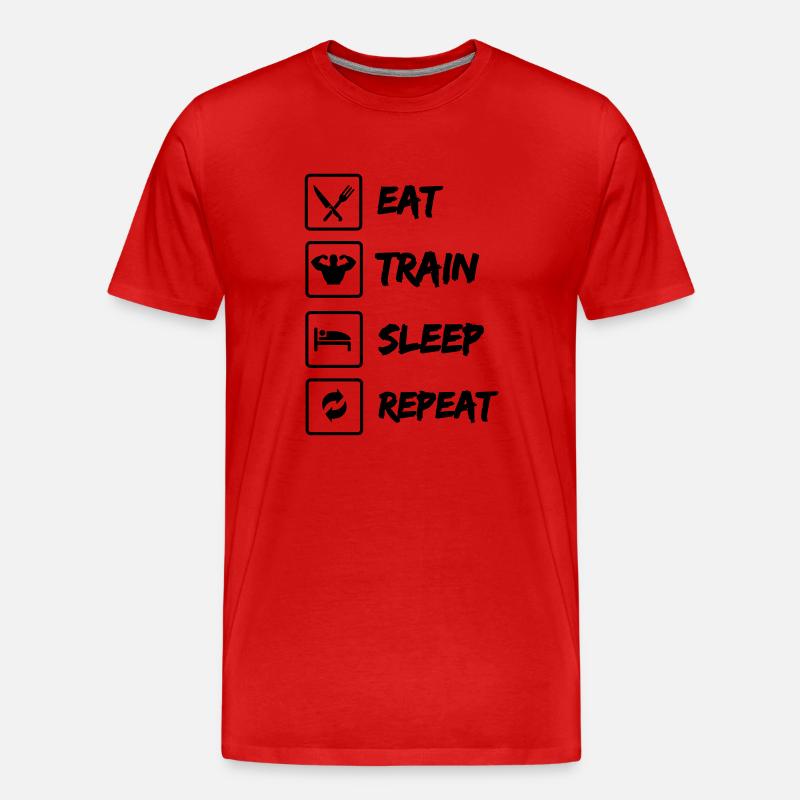 Eat Train Sleep Repeat - Männer Premium Bio T-Shirt - Rot