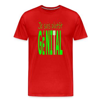 Je suis plutôt géni - t - al - T-shirt bio Premium Homme - rouge - Devant - Damien (186cm)
