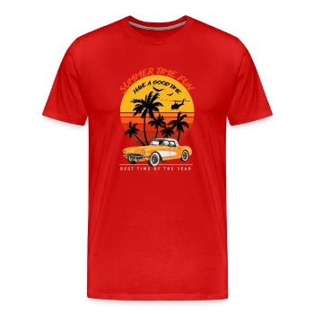 Sommer Zeit Spaß-Sommer Feeling - Männer Premium Bio T-Shirt - Rot - Vorne - Damien (186cm)