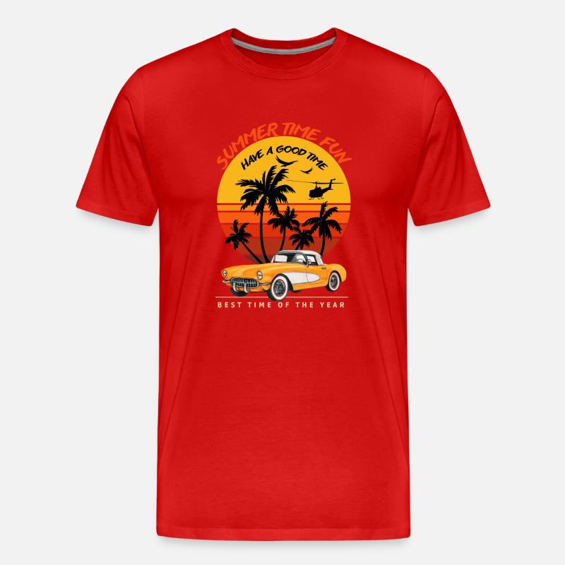 Sommer Zeit Spaß-Sommer Feeling - Männer Premium Bio T-Shirt - Rot