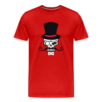 Skullheadwith beard and hat - Männer Premium Bio T-Shirt - Rot - Vorne - Damien (186cm)