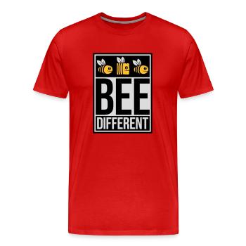 bee different Spruch Zitat - Männer Premium Bio T-Shirt - Rot - Vorne - Damien (186cm)