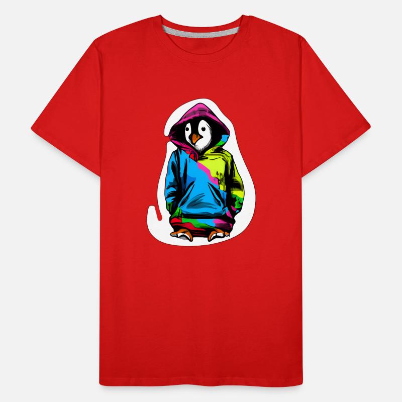 Süßer Pinguin mit Bunten Pullover Männer Premium Bio T-Shirt